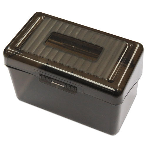 Universal Plastic Index Card Boxes, Holds 400 4 x 6 Cards, 6.78 x 4.25 x 4.5, Translucent Black UNV47287