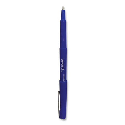 Universal Porous Point Pen, Stick, Medium 0.7 mm, Blue Ink, Blue Barrel, Dozen UNV50501