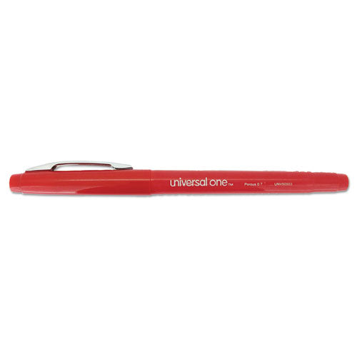 Universal Porous Point Pen, Stick, Medium 0.7 mm, Red Ink, Red Barrel, Dozen UNV50503