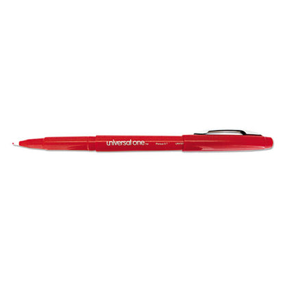 Universal Porous Point Pen, Stick, Medium 0.7 mm, Red Ink, Red Barrel, Dozen UNV50503