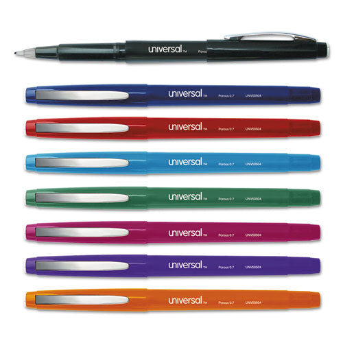 Universal Porous Point Pen, Stick, Medium 0.7 mm, Assorted Ink and Barrel Colors, 8-Pack UNV50504