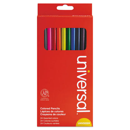 Universal Woodcase Colored Pencils, 3 mm, Assorted Lead-Barrel Colors, 24-Pack UNV55324
