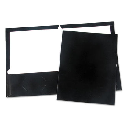 Universal Laminated Two-Pocket Folder, Cardboard Paper, 100-Sheet Capacity, 11 x 8.5, Navy, 25-Box UNV56418