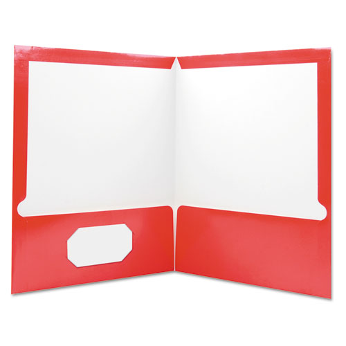 Universal Laminated Two-Pocket Folder, Cardboard Paper, 100-Sheet Capacity, 11 x 8.5, Red, 25-Box UNV56420