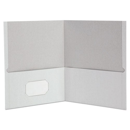 Universal Two-Pocket Portfolio, Embossed Leather Grain Paper, 11 x 8.5, White, 25-Box UNV56604