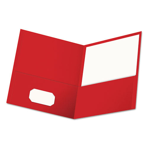 Universal Two-Pocket Portfolio, Embossed Leather Grain Paper, 11 x 8.5, Red, 25-Box UNV56611