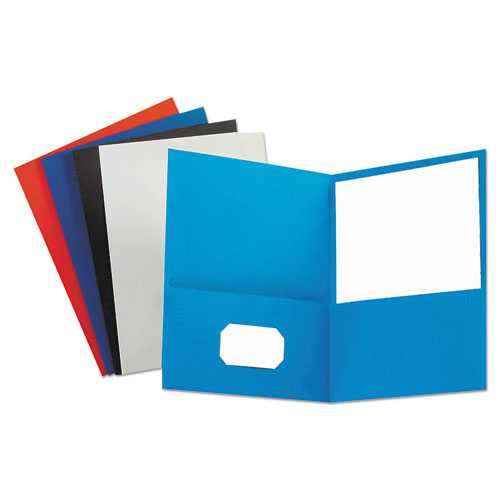 Universal Two-Pocket Portfolio, Embossed Leather Grain Paper, 11 x 8.5, Black, 25-Box UNV56616