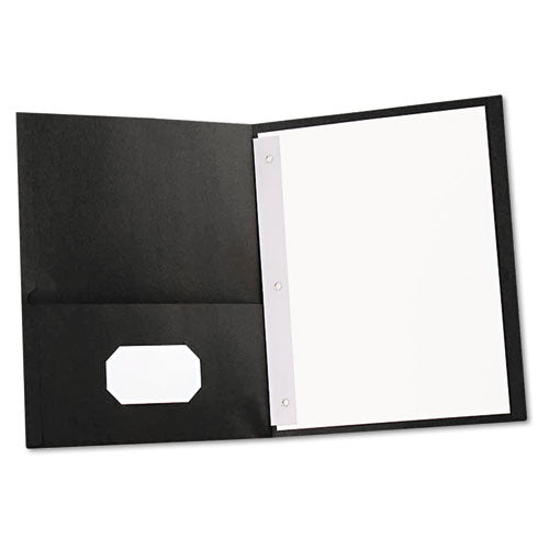 Universal Two-Pocket Portfolios with Tang Fasteners, 0.5" Capacity, 11 x 8.5, Black, 25-Box UNV57114