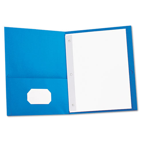 Universal Two-Pocket Portfolios with Tang Fasteners, 0.5" Capacity, 11 x 8.5, Light Blue, 25-Box UNV57115