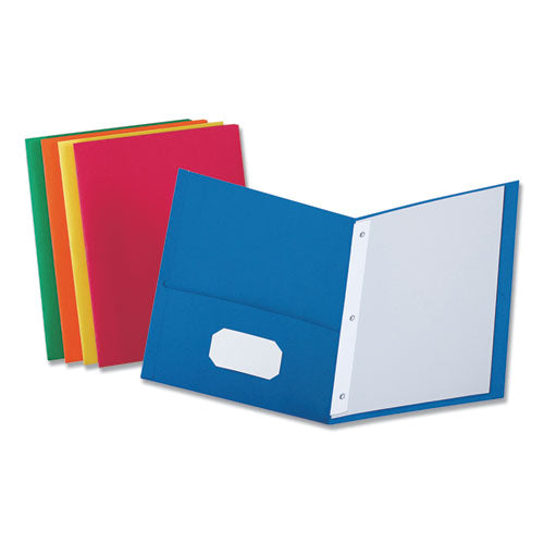 Universal Two-Pocket Portfolios with Tang Fasteners, 0.5" Capacity, 11 x 8.5, Dark Blue, 25-Box UNV57116