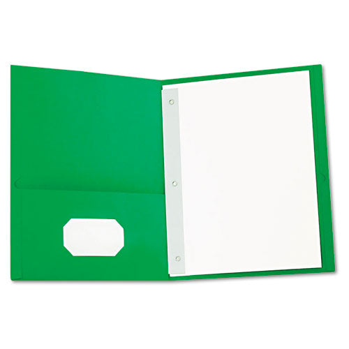 Universal Two-Pocket Portfolios with Tang Fasteners, 0.5" Capacity, 11 x 8.5, Green, 25-Box UNV57117