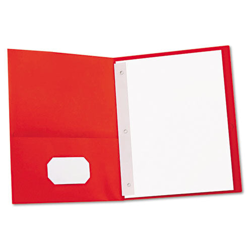 Universal Two-Pocket Portfolios with Tang Fasteners, 0.5" Capacity, 11 x 8.5, Red, 25-Box UNV57118
