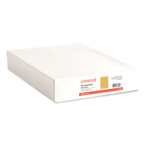 Universal Deluxe Interoffice Press and Seal Envelopes, #97, Two-Sided Three-Column Format, 10 x 13, Brown Kraft, 100-Box UNV63570