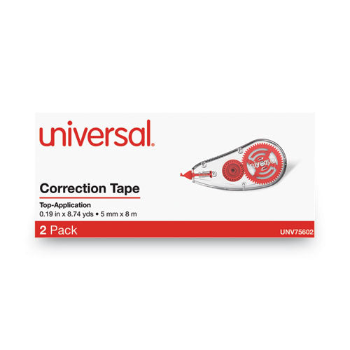 Universal Correction Tape Dispenser, Non-Refillable, 1-5" x 315", 2-Pack UNV75602