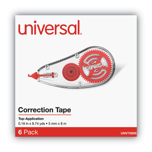 Universal Correction Tape Dispenser, Non-Refillable, 1-5" x 315", 6-Pack UNV75606