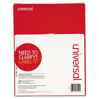 Universal White Labels, Inkjet-Laser Printers, 1 x 2.63, White, 30-Sheet, 100 Sheets-Box UNV80102