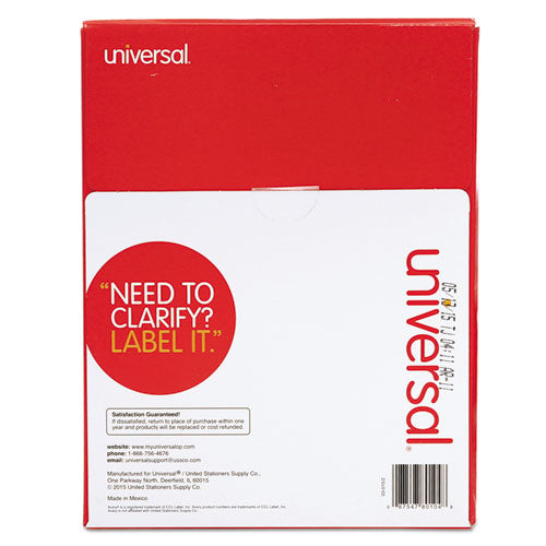Universal White Labels, Inkjet-Laser Printers, 1 x 4, White, 20-Sheet, 100 Sheets-Box UNV80104