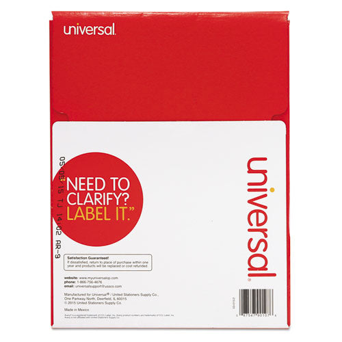 Universal Copier Mailing Labels, Copiers, 2 x 4.25, White, 10-Sheet, 100 Sheets-Box UNV90107
