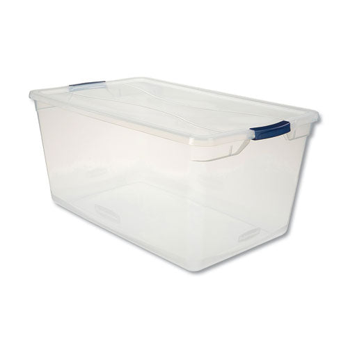 Rubbermaid Clever Store Basic Latch-Lid Container, 95 qt, 17.75" x 29" x 13.25", Clear RMCC950001
