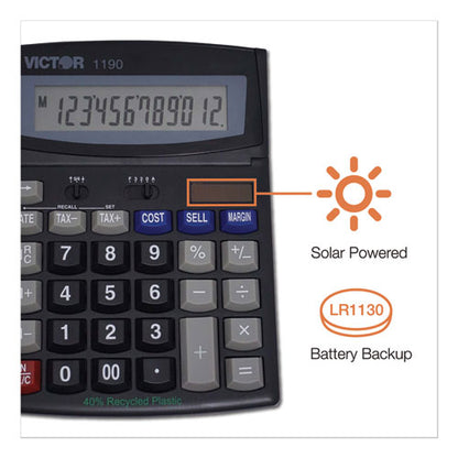 Victor 1190 Executive Desktop Calculator, 12-Digit LCD 1190
