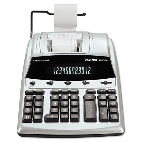 Victor 1240-3A Antimicrobial Printing Calculator, Black-Red Print, 4.5 Lines-Sec 1240-3A