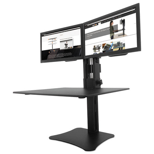 Victor High Rise Dual Monitor Standing Desk Workstation, 28" x 23" x 10.5" to 15.5", Black DC350A