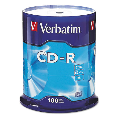 Verbatim CD-R Recordable Disc, 700 MB-80 min, 52x, Spindle, Silver, 100-Pack 94554