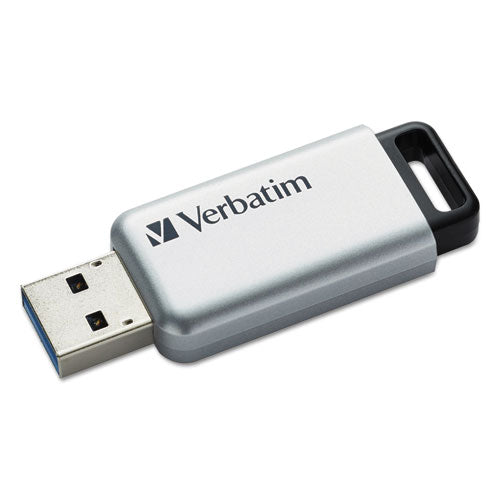 Verbatim Store 'n' Go Secure Pro USB Flash Drive with AES 256 Encryption, 64 GB, Silver 98666
