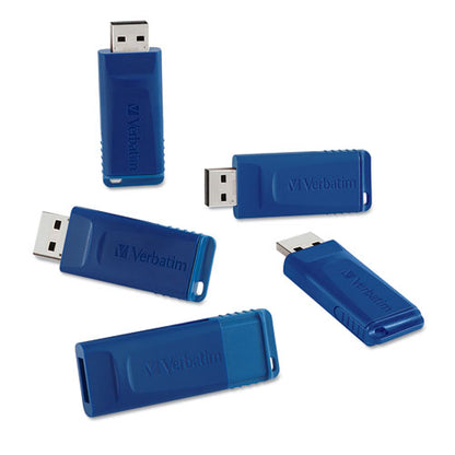 Verbatim Classic USB 2.0 Flash Drive, 8 GB, Blue, 5-Pack 99121