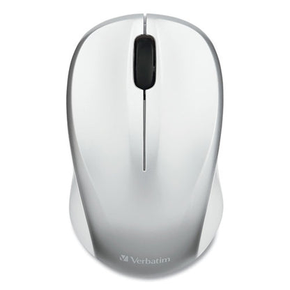 Verbatim Silent Wireless Blue LED Mouse, 2.4 GHz Frequency-32.8 ft Wireless Range, Left-Right Hand Use, Silver 99777