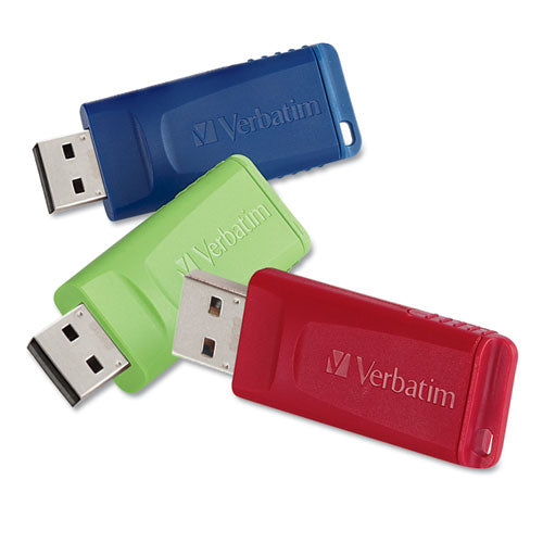 Verbatim Store 'n' Go USB Flash Drive, 32 GB, Assorted Colors, 3-Pack 99811