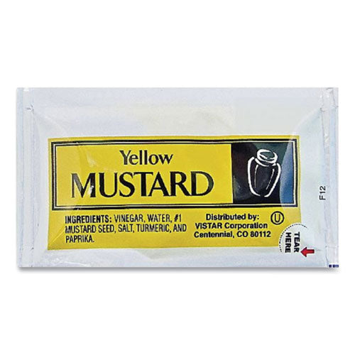 Vistar Condiment Packets, Mustard, 0.16 oz Packet, 200-Carton PPIVENL065