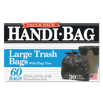 Handi-Bag Super Value Pack, 30 gal, 0.65 mil, 30" x 33", Black, 60-Box HAB 6FT60