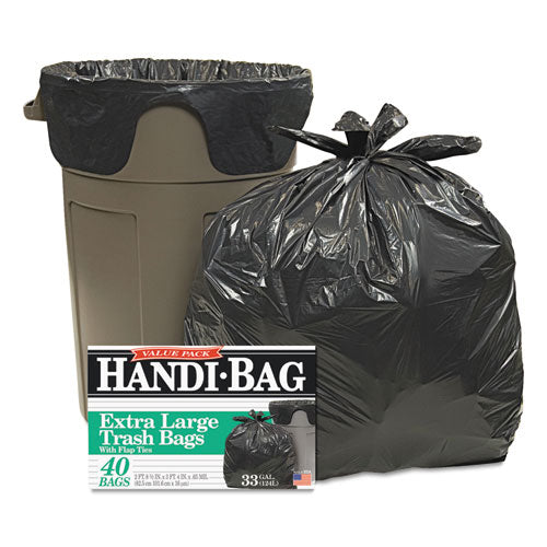Handi-Bag Super Value Pack, 33 gal, 0.65 mil, 32.5" x 40", Black, 40-Box HAB 6FTL40