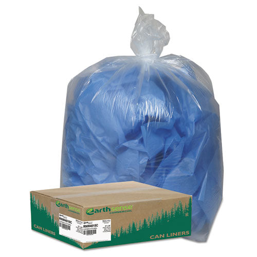 Earthsense Commercial Linear Low Density Clear Recycled Can Liners, 33 gal, 1.25 mil, 33" x 39", Clear, 100-Carton RNW4015C