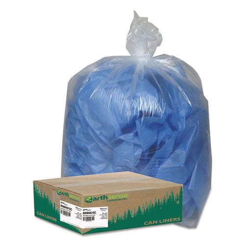 Earthsense Commercial Linear Low Density Clear Recycled Can Liners, 45 gal, 1.5 mil, 40" x 46", Clear, 100-Carton RNW4615C