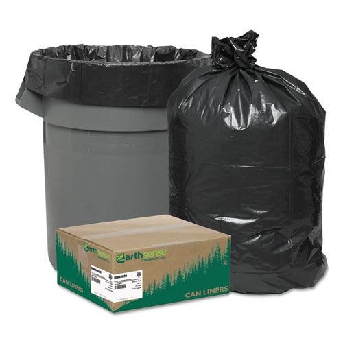 Earthsense Commercial Linear Low Density Recycled Can Liners, 45 gal, 1.25 mil, 40" x 46", Black, 100-Carton RNW4850