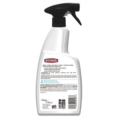 Weiman Stainless Steel Cleaner and Polish, Floral Scent, 22 oz Trigger Spray Bottle 108EA