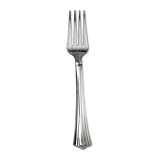 WNA Heavyweight Plastic Forks, Reflections Design, Silver, 600-Carton WNA 610155