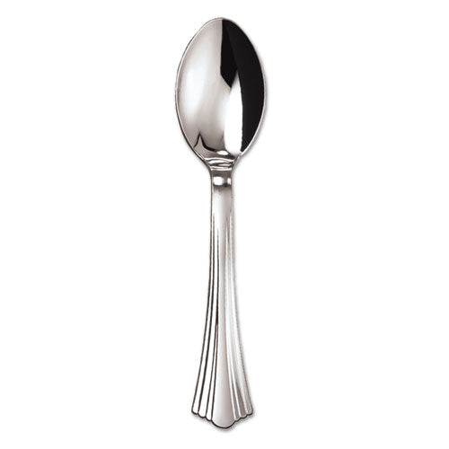 WNA Heavyweight Plastic Spoons, Silver, 6 1-4", Reflections Design, 600-Carton WNA 620155