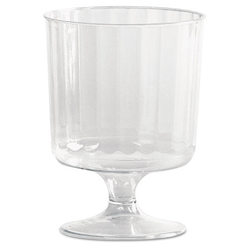 WNA Classic Crystal Plastic Wine Glasses on Pedestals, 5 oz, Clear, Fluted, 10-Pack, 24 Packs-Carton WNA CCW5240