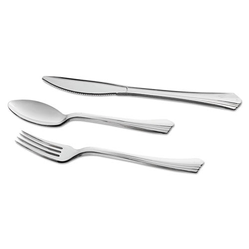 WNA Reflections Heavyweight Plastic Utensils, Fork, Silver, 7", 40-pack REF320FK