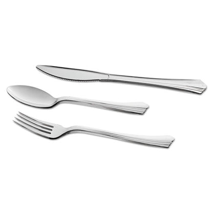 WNA Reflections Heavyweight Plastic Utensils, Fork, Silver, 7", 40-pack REF320FK