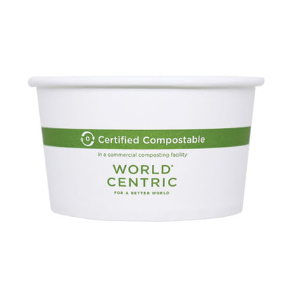 World Centric Paper Bowls, 12 oz, 4.5" Diameter x 2.5"h,  White, 500-Carton BOPA12