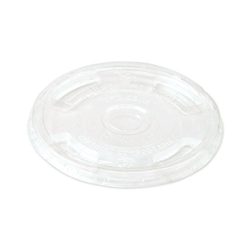 World Centric PLA Clear Cold Cup Lids, Flat Lid, Fits 9 oz to 24 oz Cups, 1,000-Carton CPLCS12