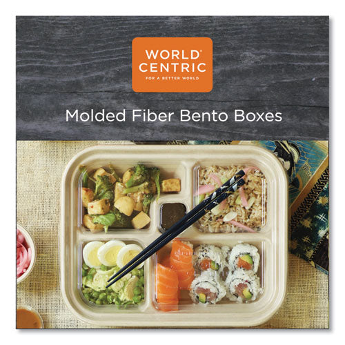 World Centric PLA Lids for Fiber Bento Box Containers, Five Compartments, 12.1 x 9.8 x 0.8, Clear, 300-Carton TRLCSBB