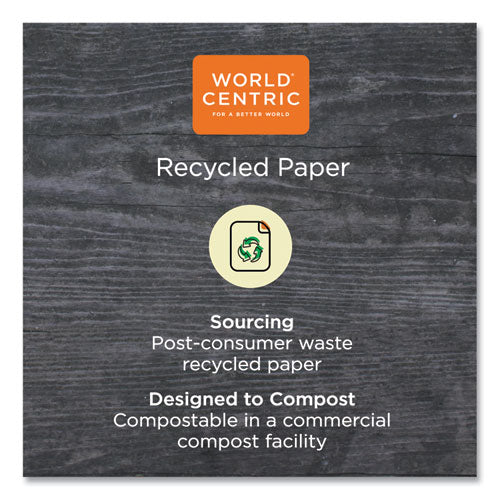 World Centric 100 Percent PCW Recycled Paper Towels, 1-Ply, 9 x 9, Natural, 250-Pack, 16 Packs-Carton TWPAMF