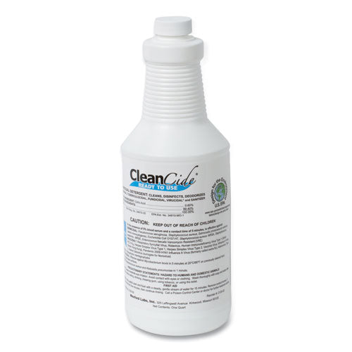 Wexford Labs CleanCide RTU Disinfecting Cleaner, Light Citrus Scent, 32 oz Bottle, 12 Bottles and 4 Trigger Sprayers-Carton 213002CT