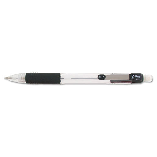 Zebra Z-Grip Mechanical Pencil, 0.7 mm, HB (#2.5), Black Lead, Clear-Black Grip Barrel, 24-Pack 15241