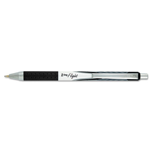 Zebra Z-Grip Flight Ballpoint Pen, Retractable, Bold 1.2 mm, Black Ink, White Barrel, Dozen 21910
